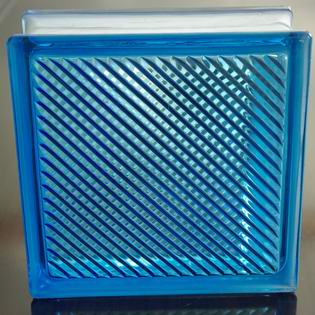 Blue Oblique Line Glass Block